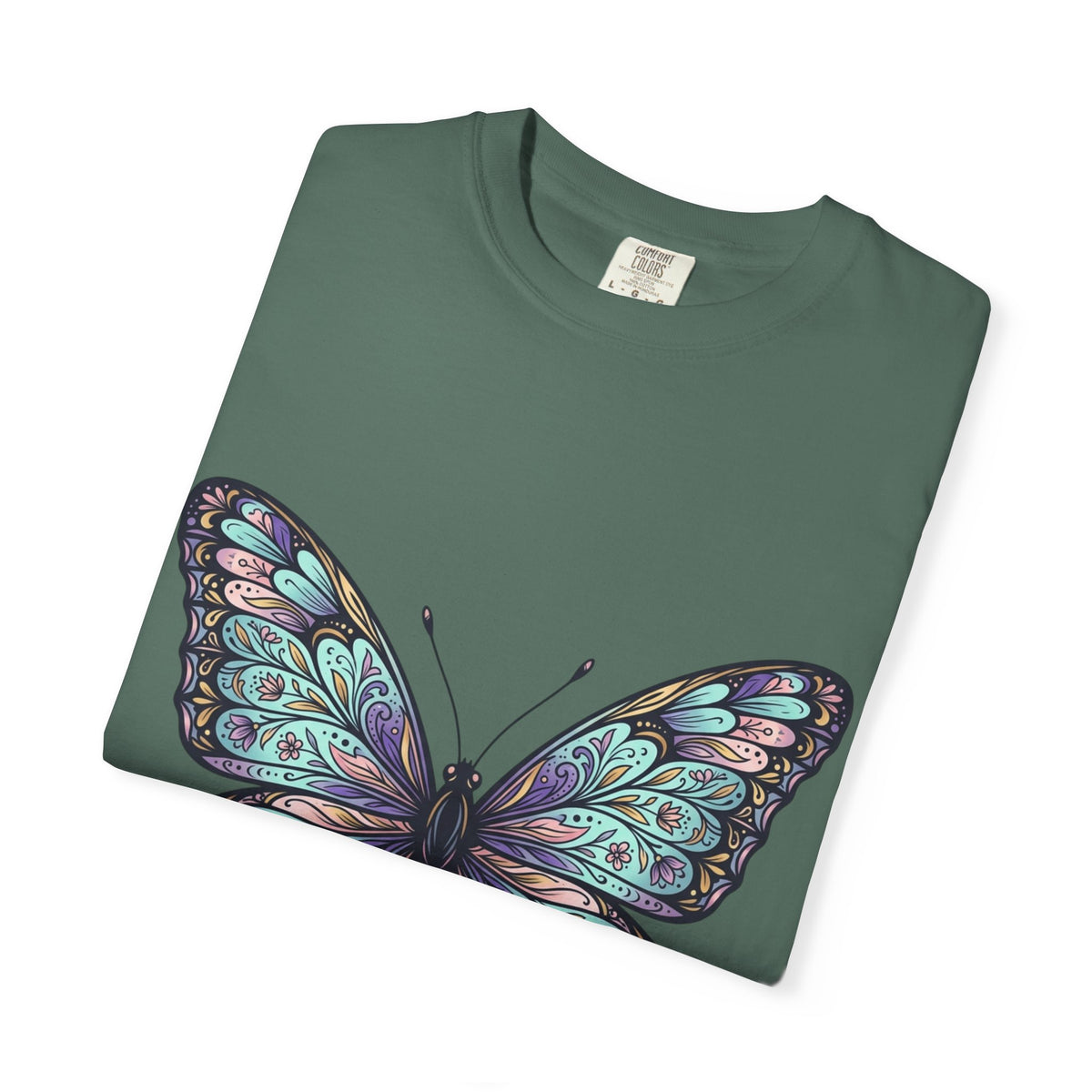 Butterfly Art T‑Shirt — Blue Purple Ornamental Butterfly Graphic Tee