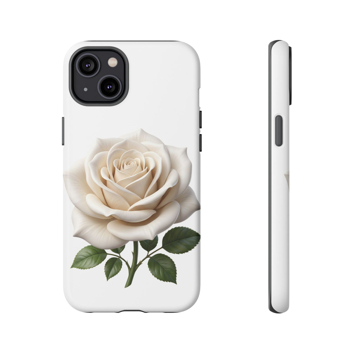 White Rose Tough Phone Case – Elegant Floral Protective Cover
