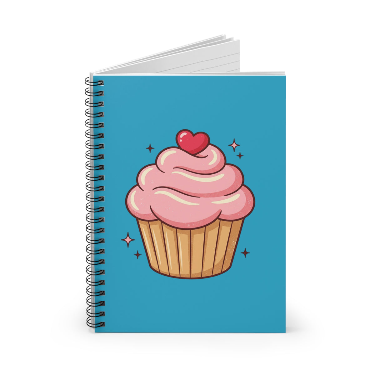 Pink Cupcake Spiral Notebook - Ruled Line- Turquoise