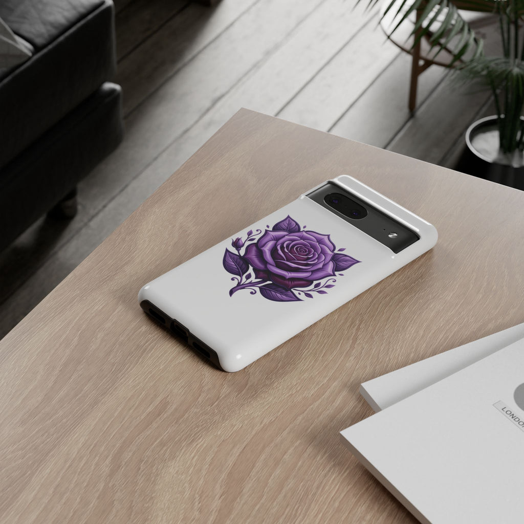 Purple Rose Tough Phone Case — Floral Protective Phone Cover