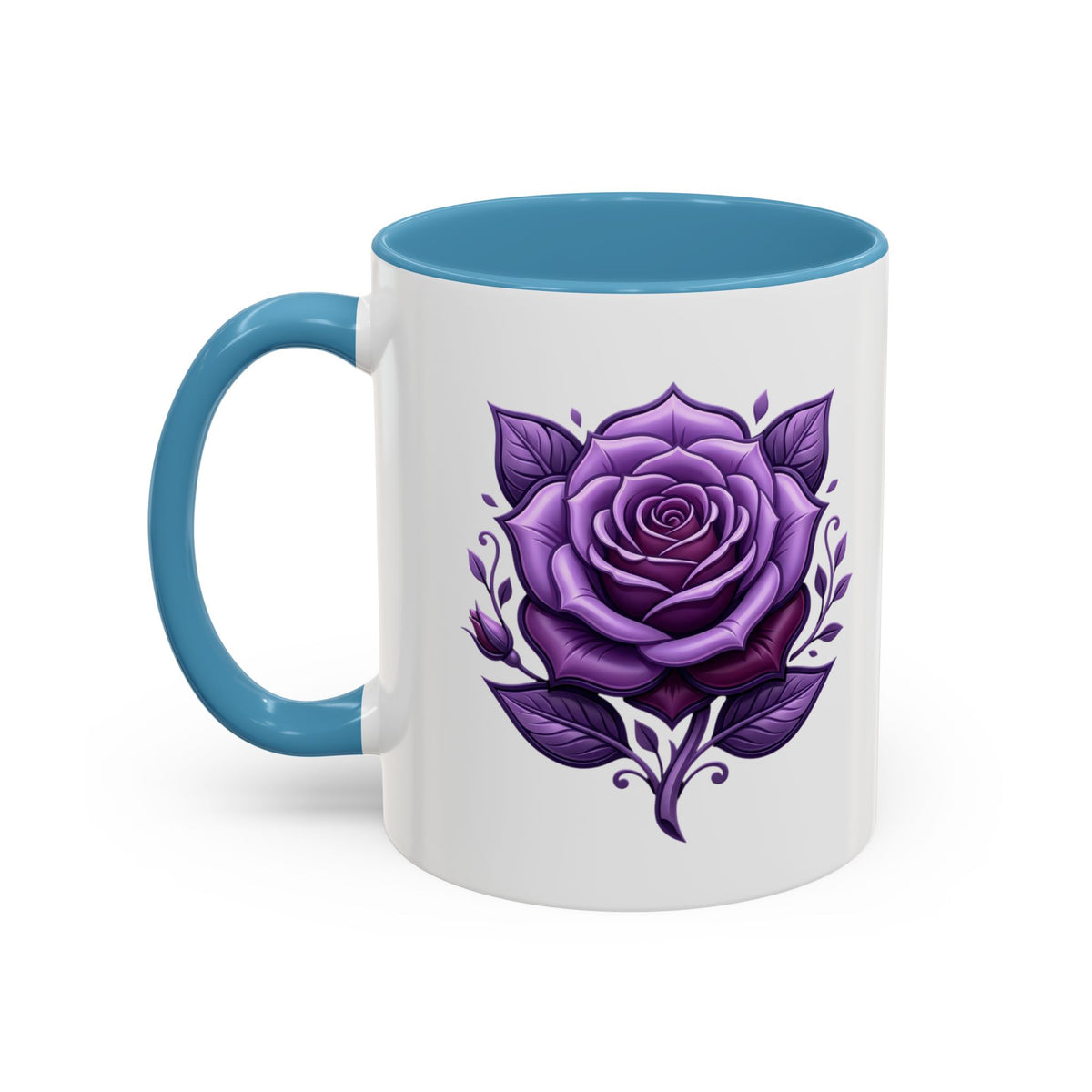 Purple Rose Accent Coffee Mug — Floral Gothic Tea Cup for Women & Gifts