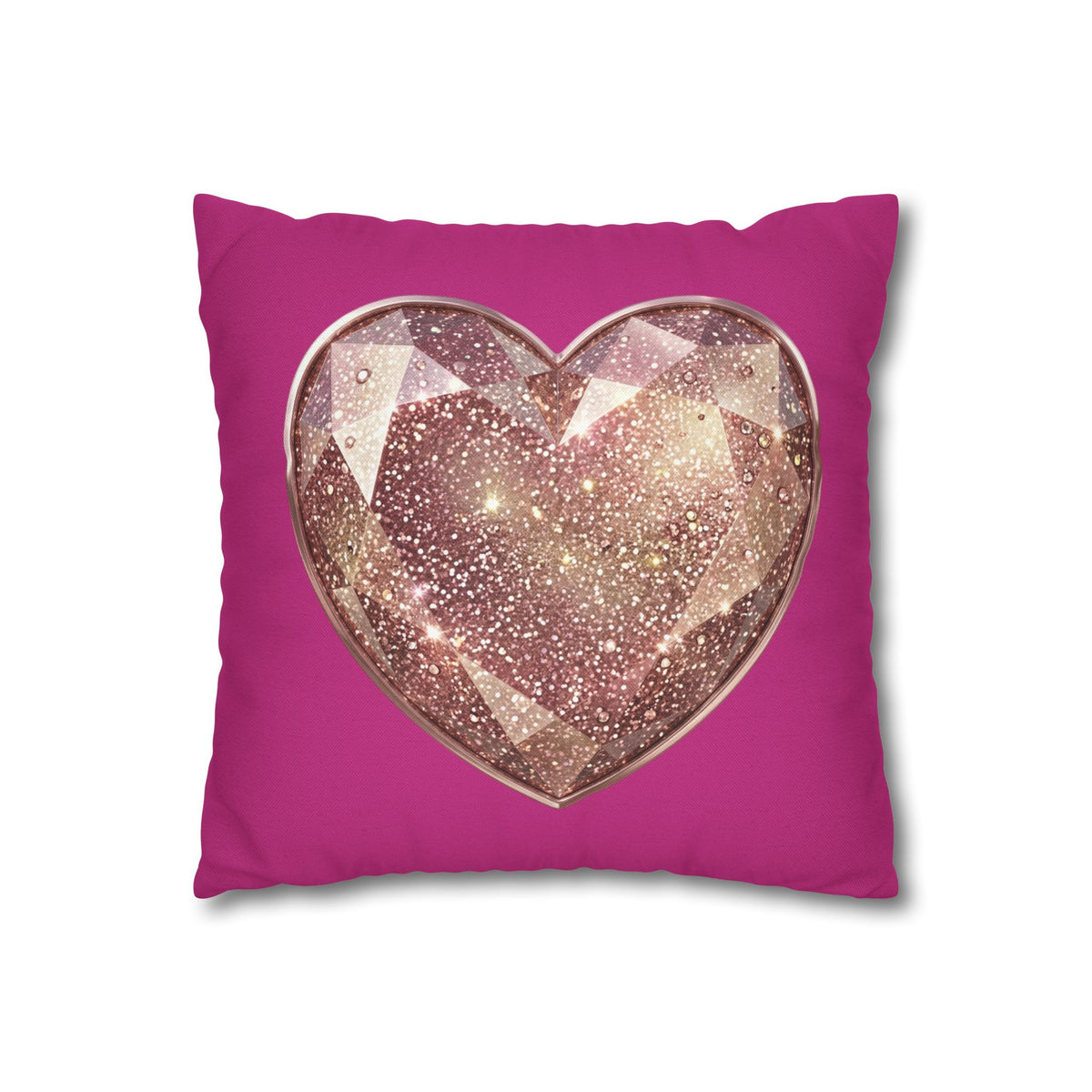 Sparkling Rose Gold Heart Throw Pillowcase- Magenta