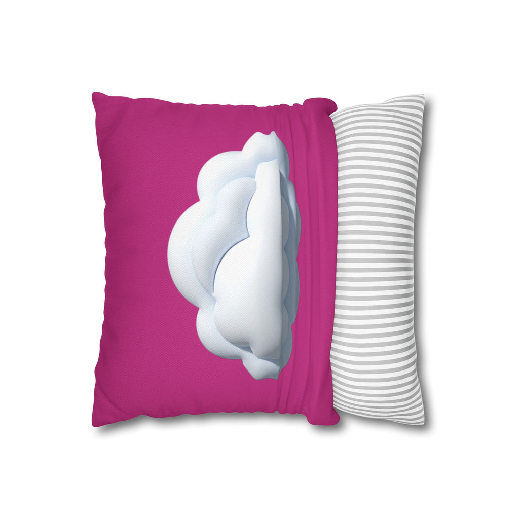 Cloud Graphic Pillowcase - Magenta Decorative Square Throw Pillow Cover
