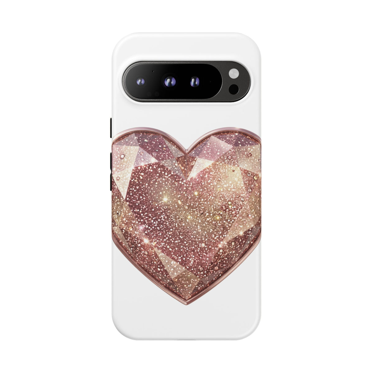 Rose Gold Glitter Crystal Heart Phone Case