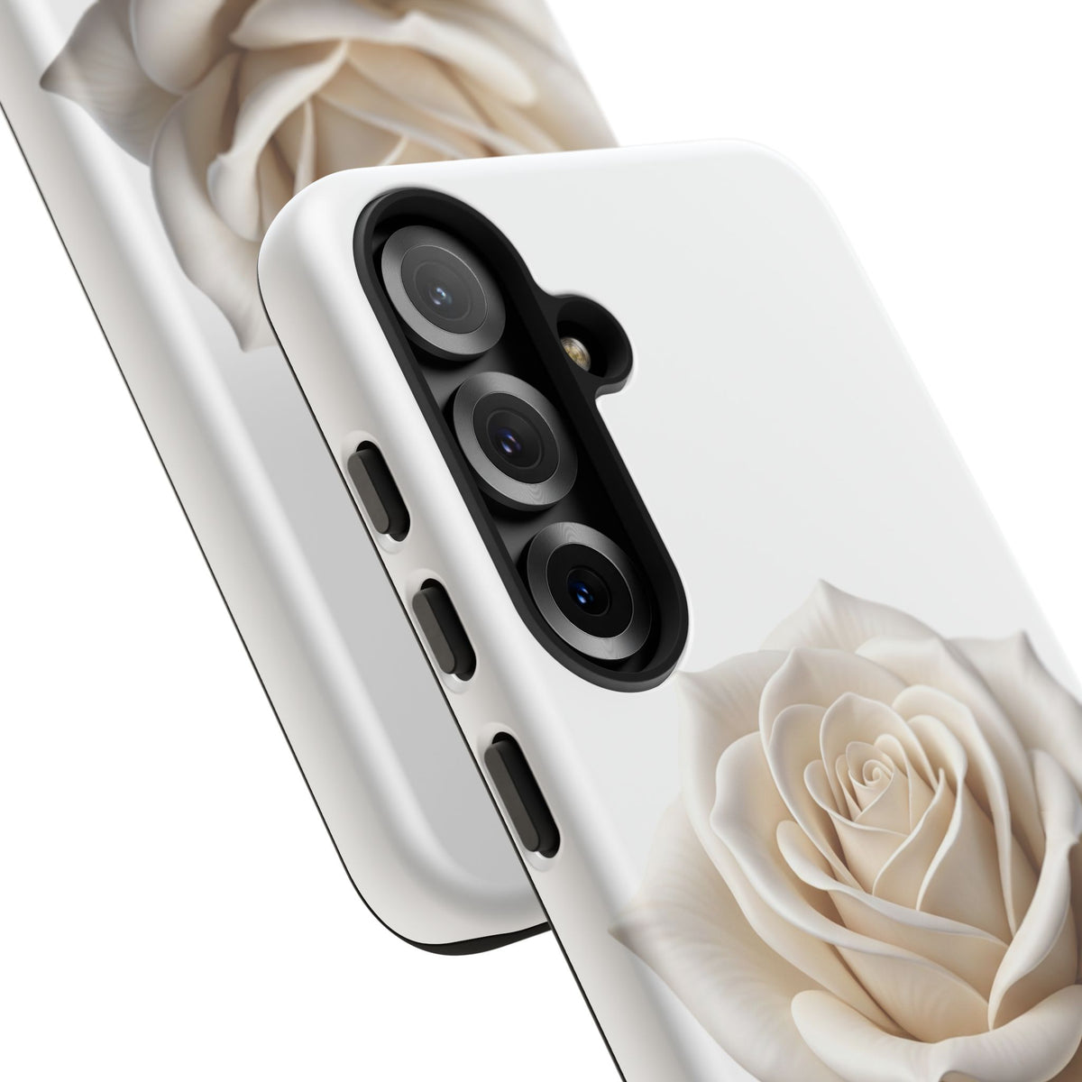 White Rose Tough Phone Case – Elegant Floral Protective Cover