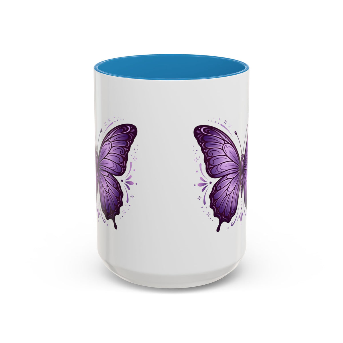 Purple Butterfly Accent Coffee Mug — 11oz & 15oz Decorative Tea Cup