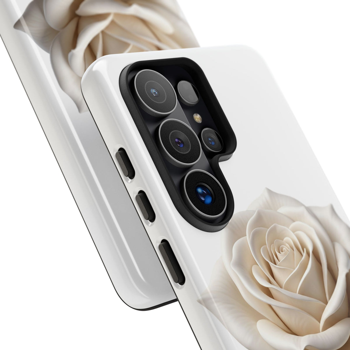 White Rose Tough Phone Case – Elegant Floral Protective Cover