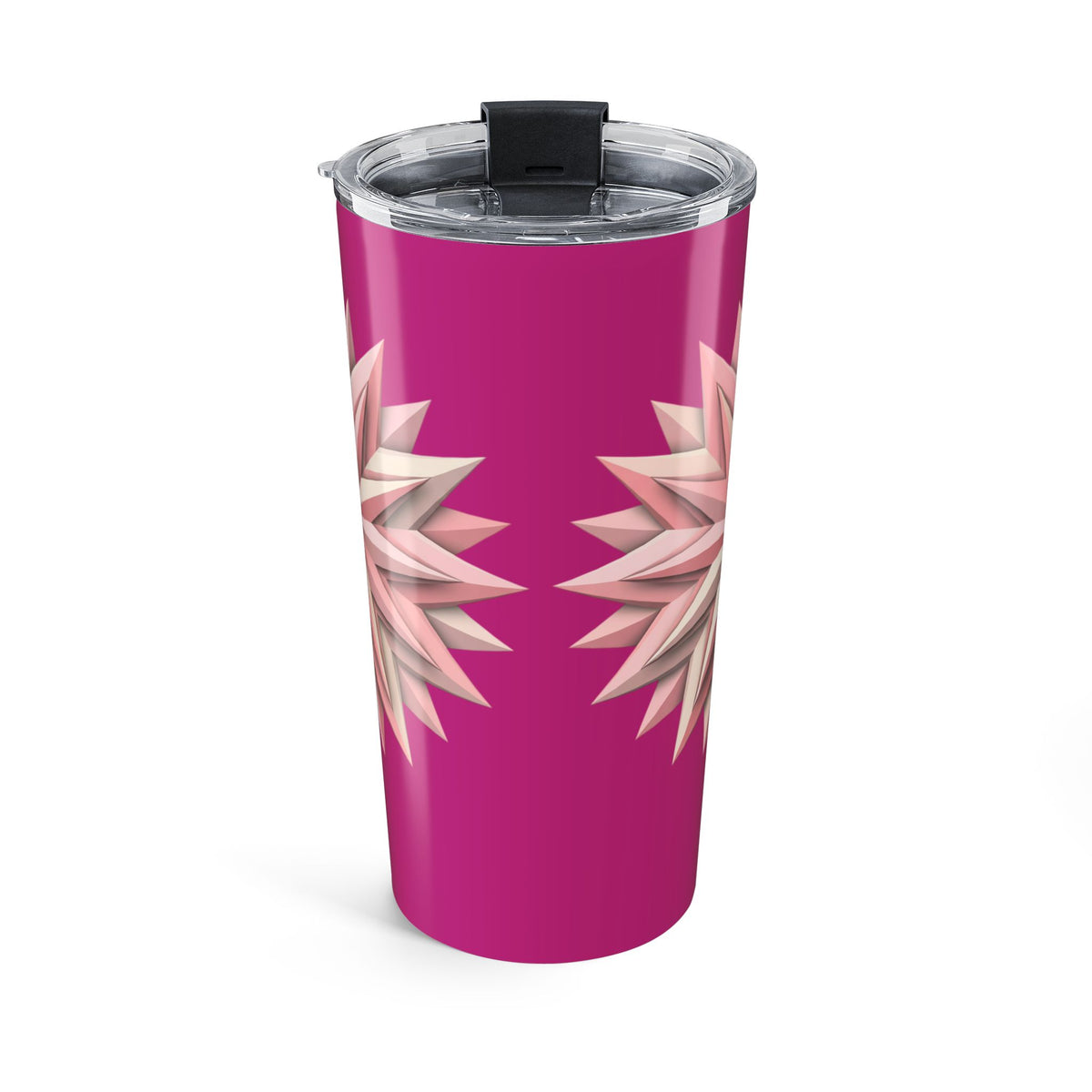 20oz Starburst Floral Tumbler — Pink Geometric Insulated Drink Cup- Magenta