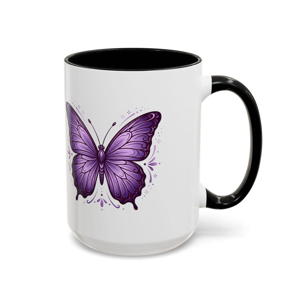 Purple Butterfly Accent Coffee Mug — 11oz & 15oz Decorative Tea Cup