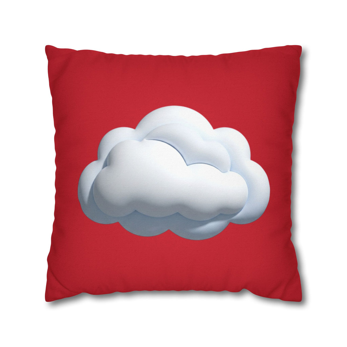 Cloud Graphic Dark Red Pillowcase — Cute White Cloud on Red Decorative Throw Pillow Cover