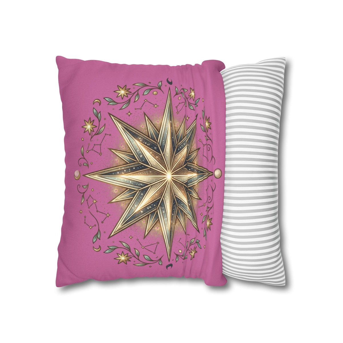 Star Print Light Pink Spun Polyester Square Pillowcase
