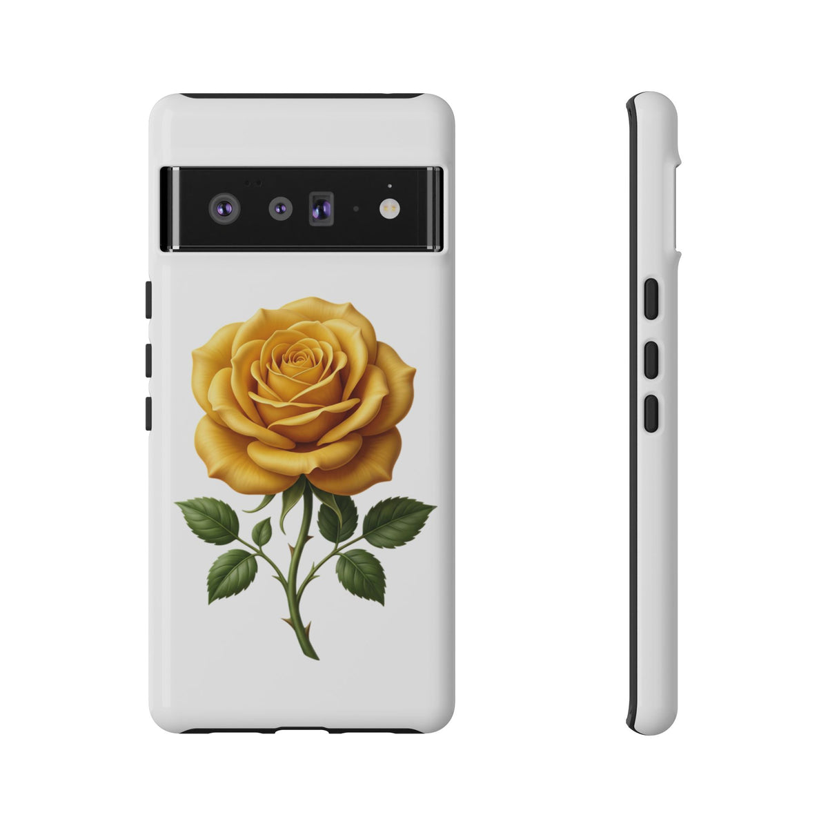 Yellow Rose Phone Case — Vintage Floral Tough Protective Cover