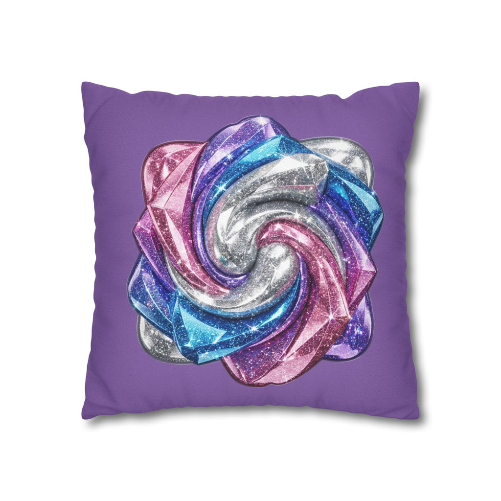 3D Glitter Design Light Purple Spun Polyester Square Pillowcase