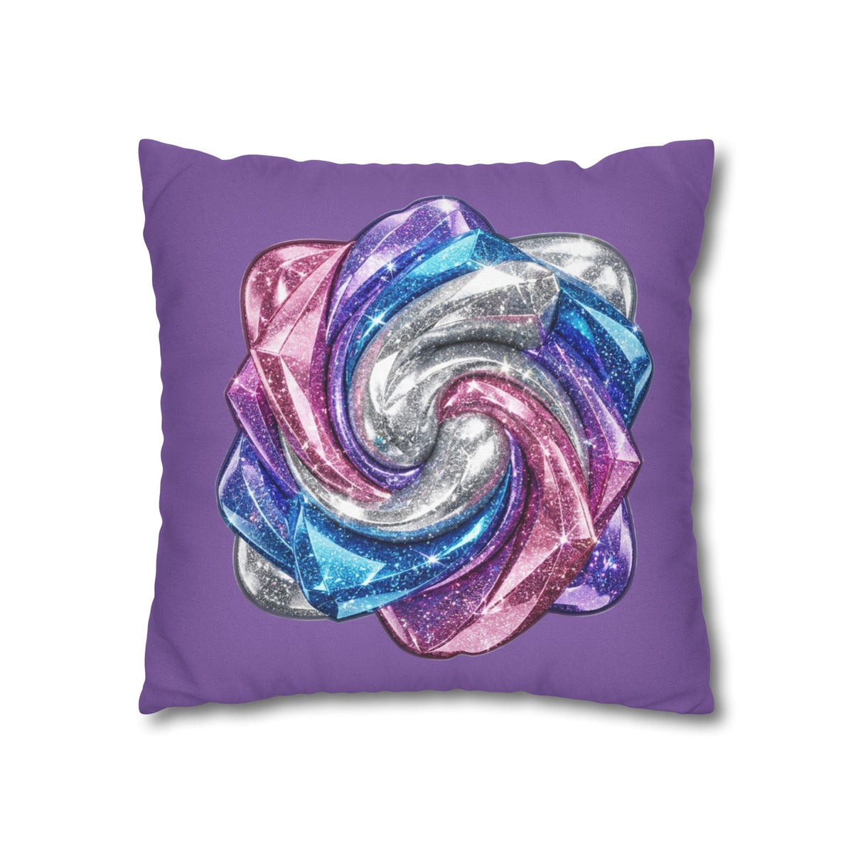 3D Glitter Design Light Purple Spun Polyester Square Pillowcase