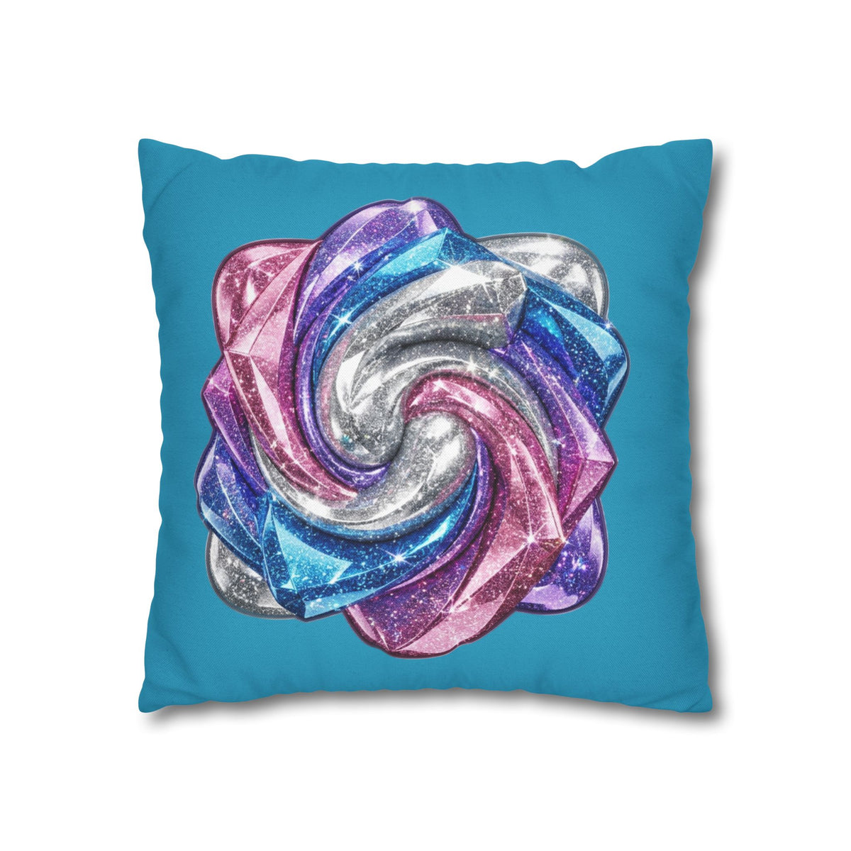 3D Glitter Design Turquoise Spun Polyester Square Pillowcase