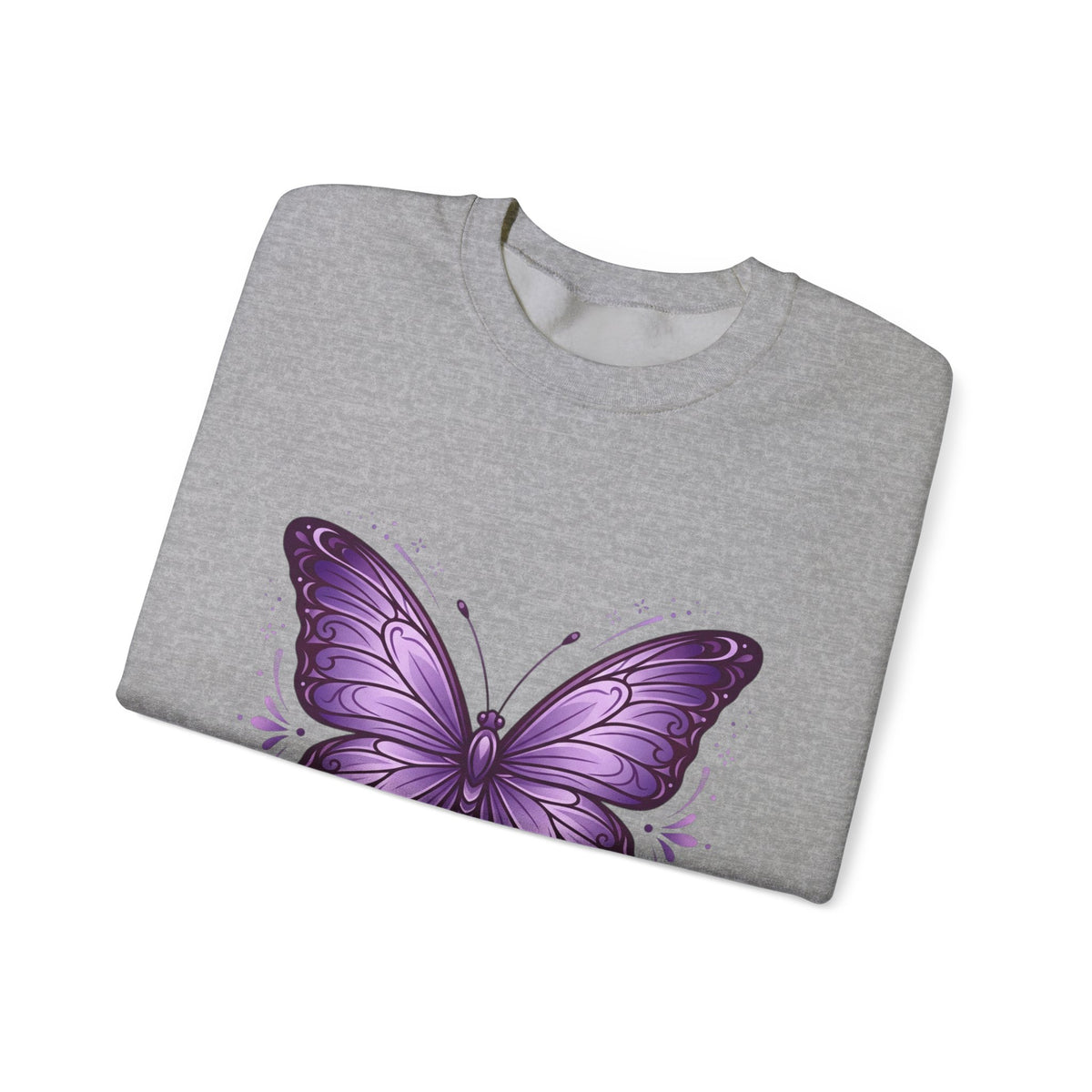 Purple Butterfly Crewneck Sweatshirt — Vibrant Graphic Butterfly Pullover