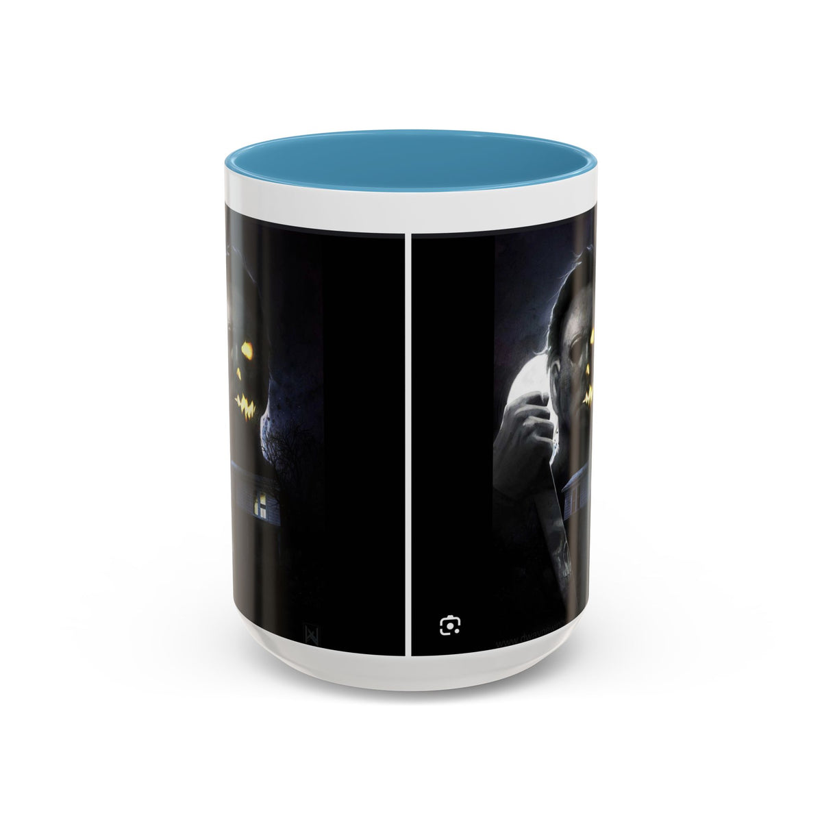 Halloween Michael Myers Accent Coffee Mug — Spooky Horror Movie Jack-O'-Lantern Face (11/15oz)