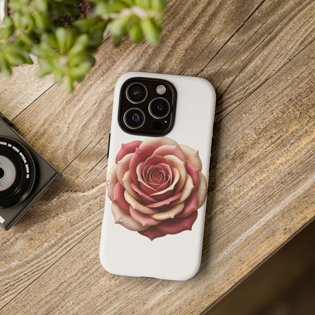 Rose Waterdrop Tough Phone Case — Protective Floral iPhone Cover