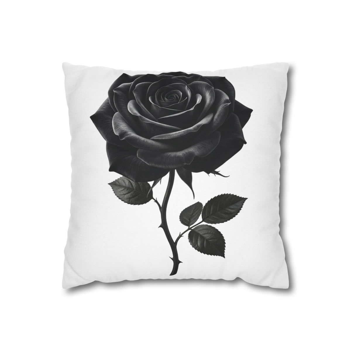 Black Rose Spun Polyester Square Pillowcase