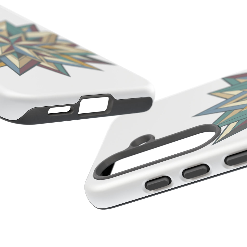 Geometric Star Phone Case — Teal & Earthtone Mandala Design