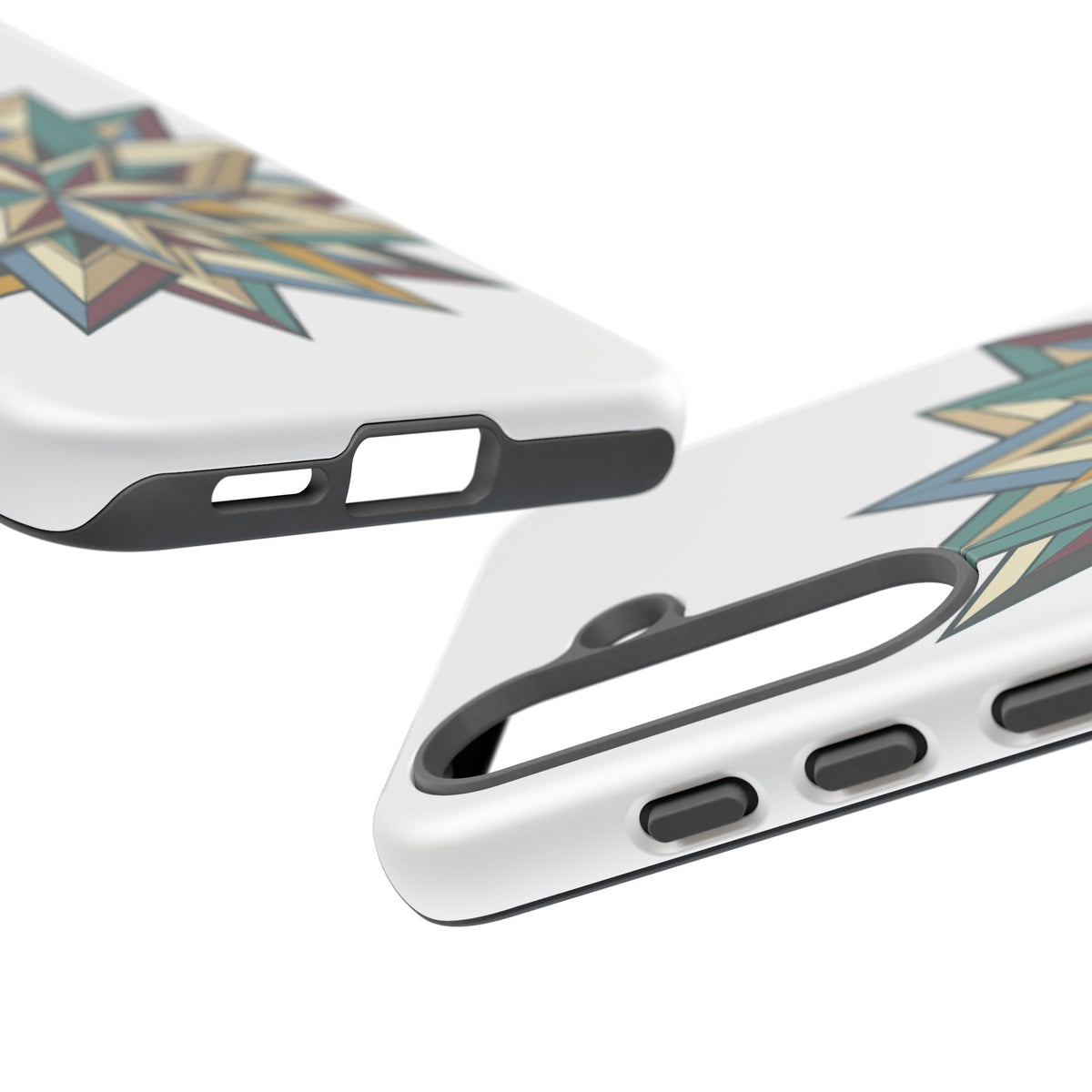 Geometric Star Phone Case — Teal & Earthtone Mandala Design