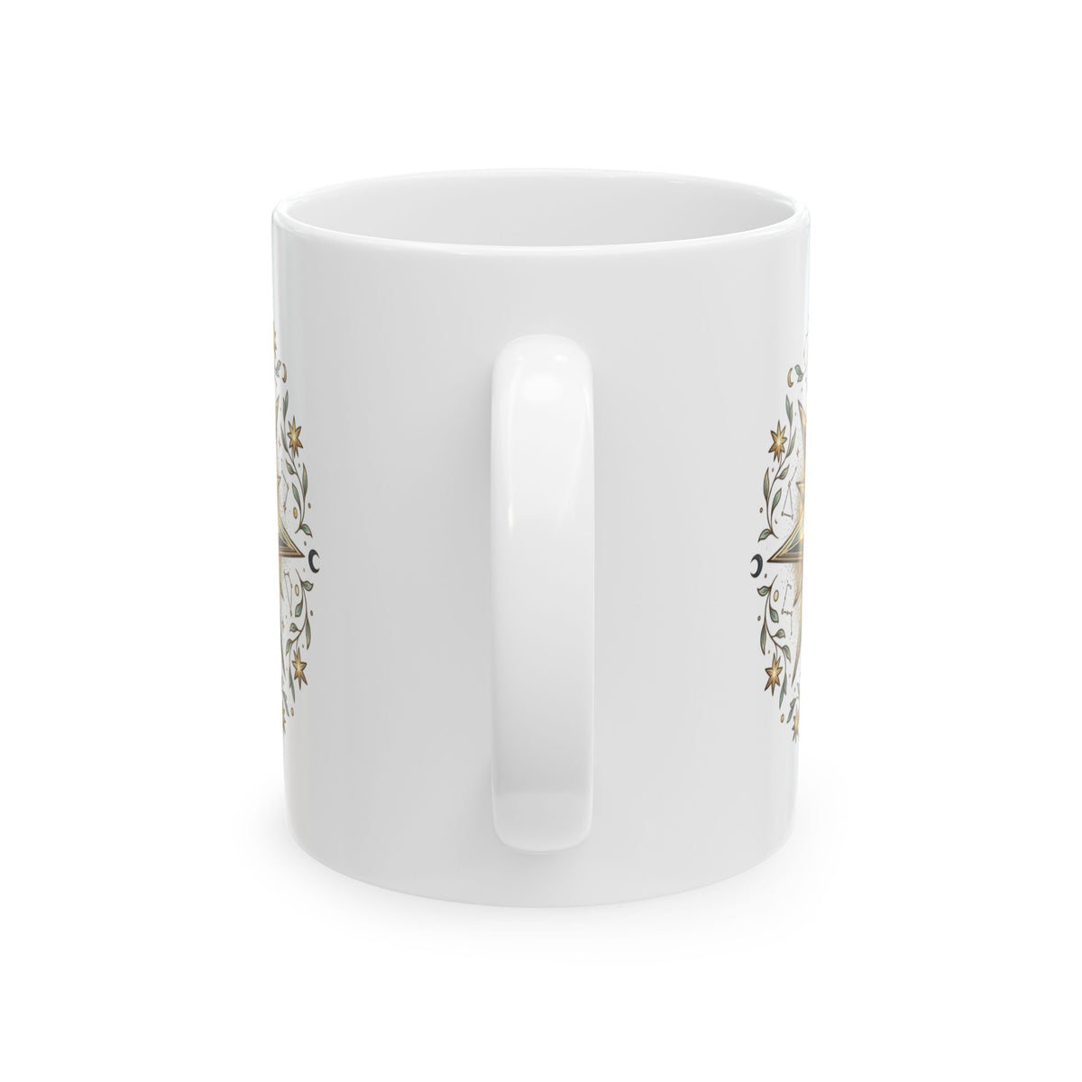 Boho Compass Ceramic Mug – Gold Sun Mandala Coffee Cup (11oz & 15oz)