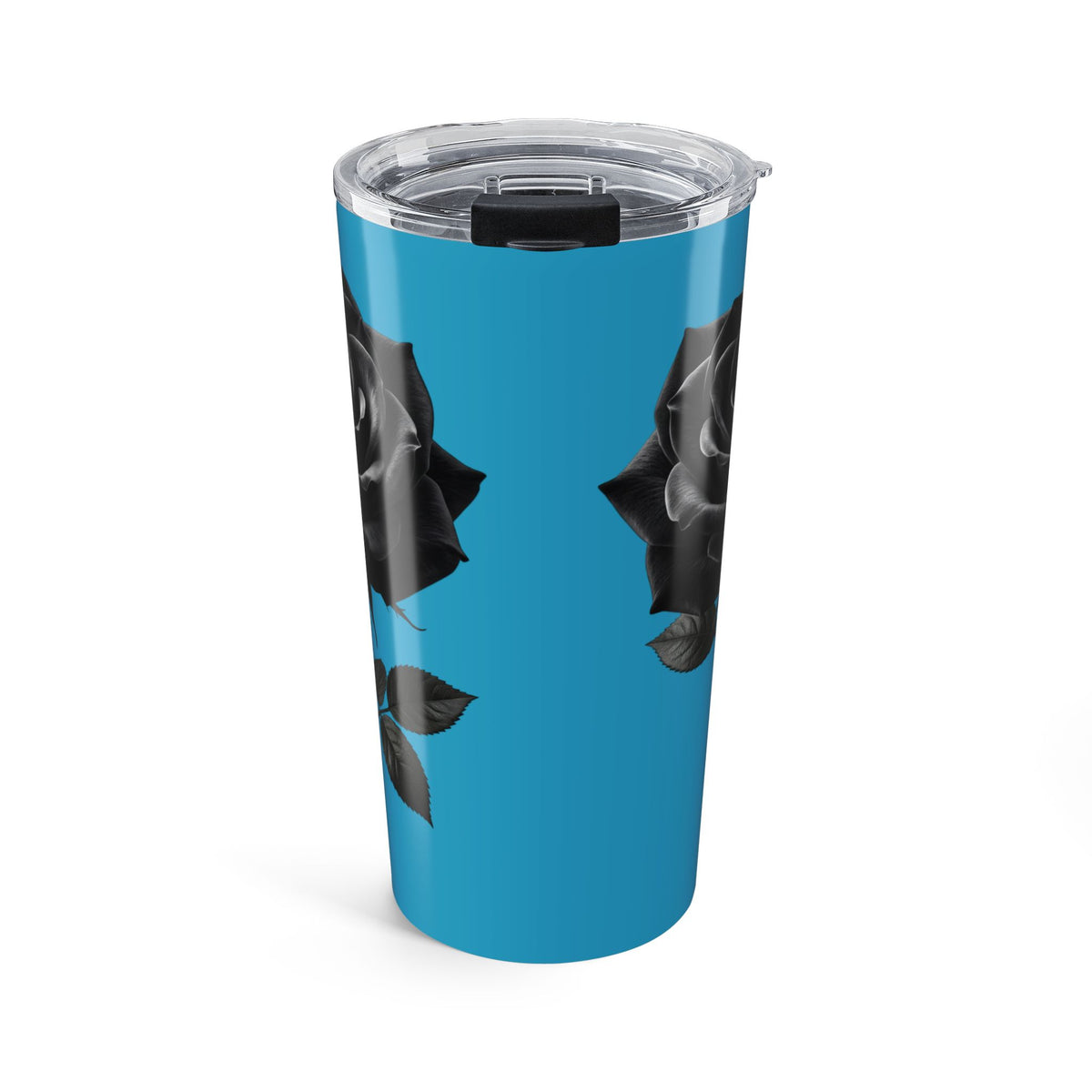 20oz Black Rose Tumbler — Insulated Travel Cup with Floral Gothic Design- Turquoise