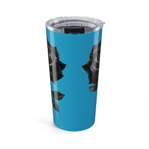 20oz Black Rose Tumbler — Insulated Travel Cup with Floral Gothic Design- Turquoise