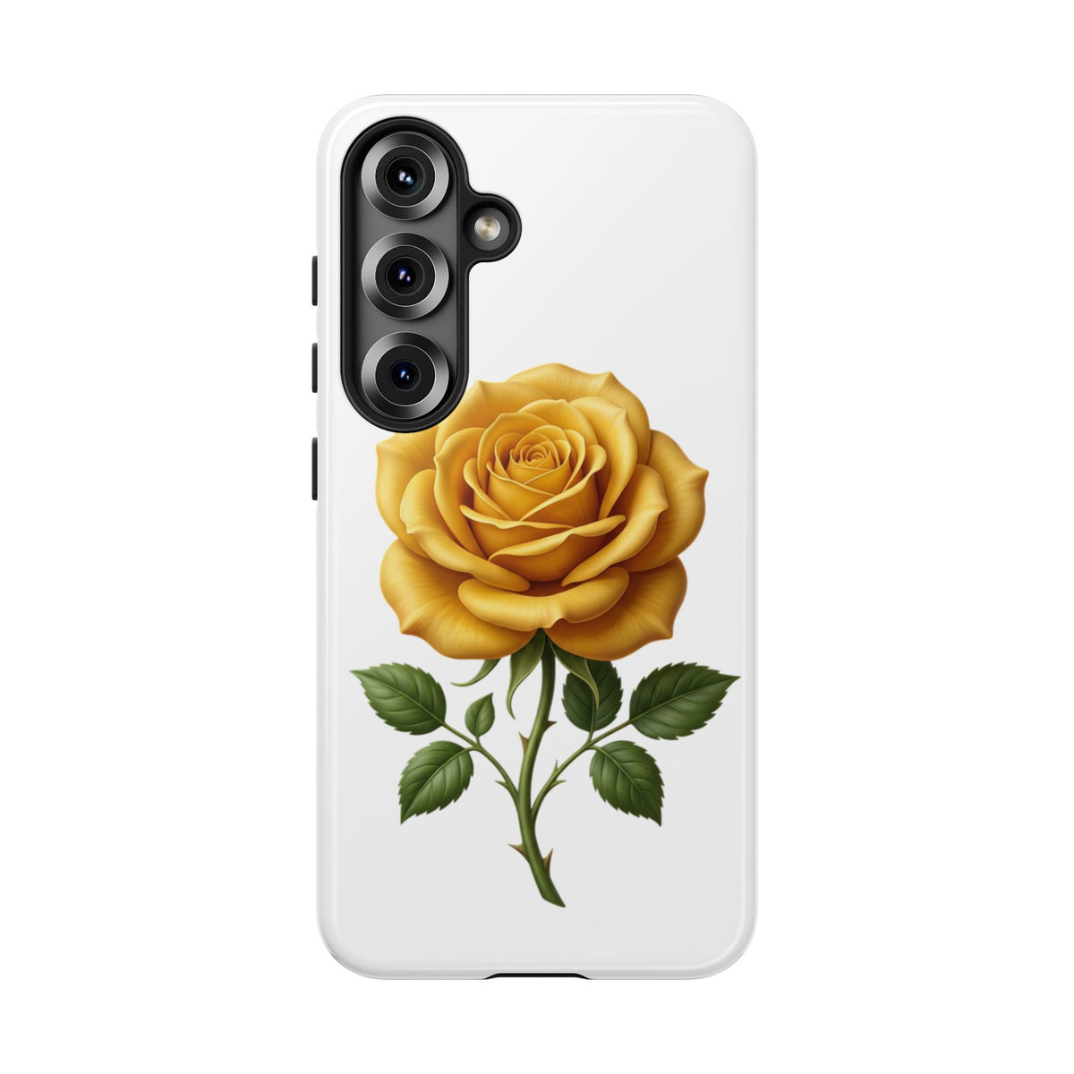 Yellow Rose Phone Case — Vintage Floral Tough Protective Cover