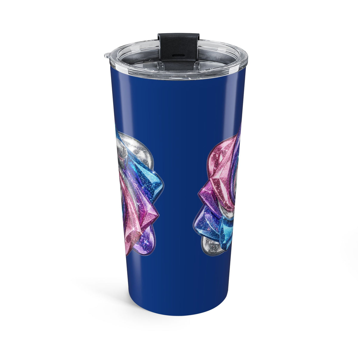 20oz Stainless Steel Tumbler Navy — Blue Iridescent Crystal Rose Design