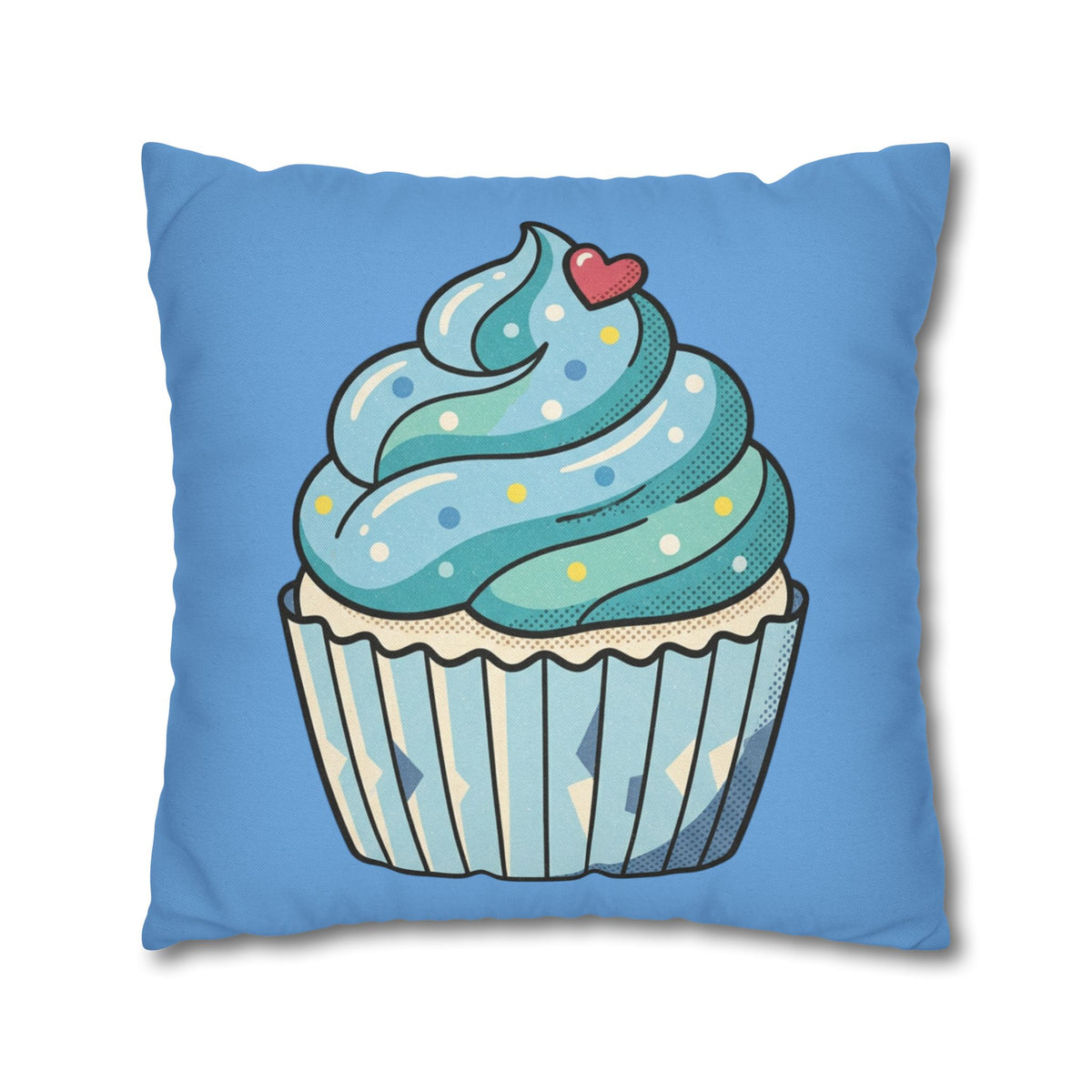 Blue Cupcake Throw Pillowcase — Cute Dessert Decorative Cushion Cover- Light Blue