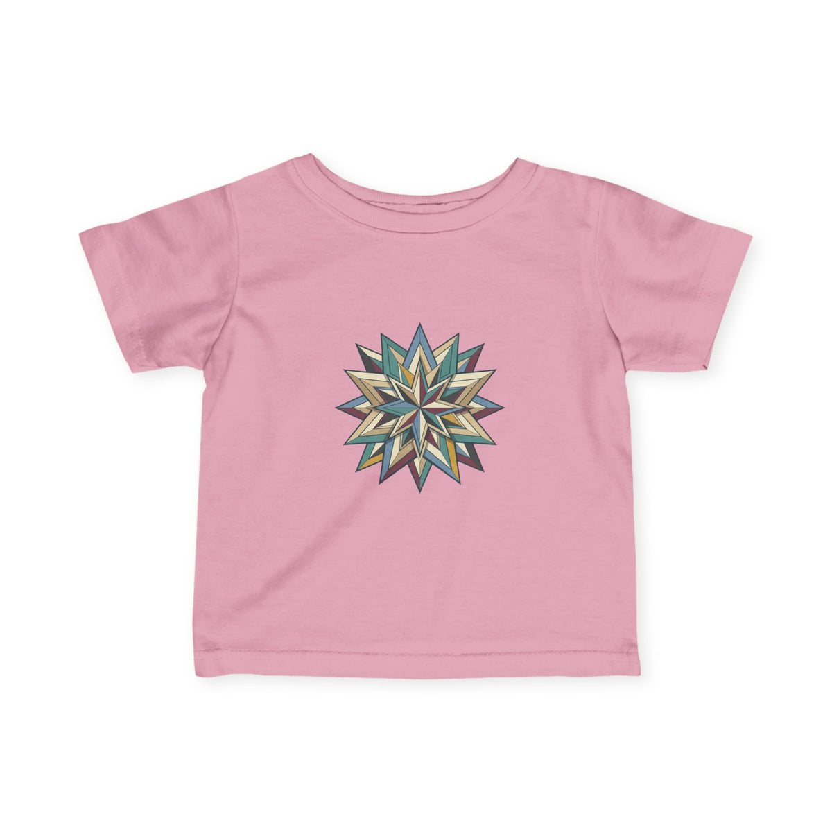 Infant Tee with Geometric Starburst Design — Neutral Baby Shirt, Modern Nursery Gift