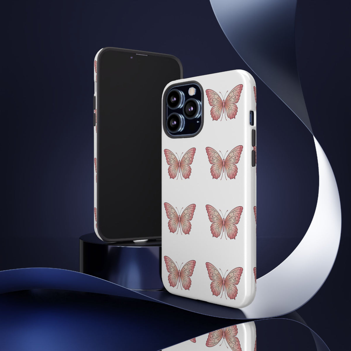 Pink Butterfly Tough Phone Case — Floral Pattern Protective Cover