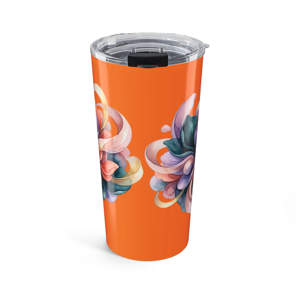 20oz Floral Swirl Tumbler – Orange Abstract Blossom Travel Cup
