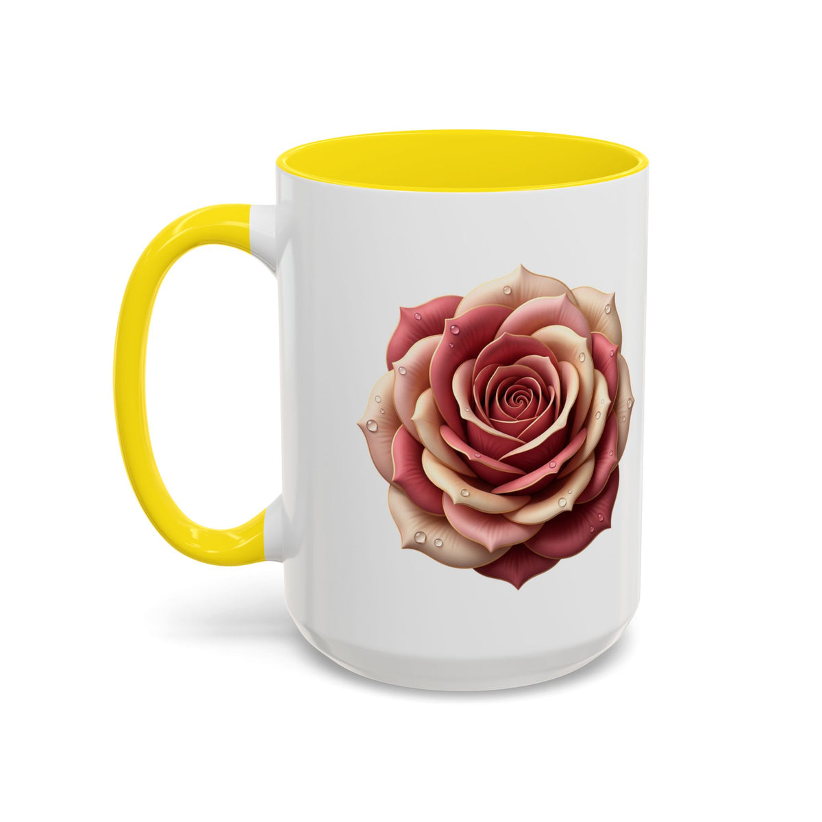 Rose Waterdrop Accent Coffee Mug — Floral 11/15oz