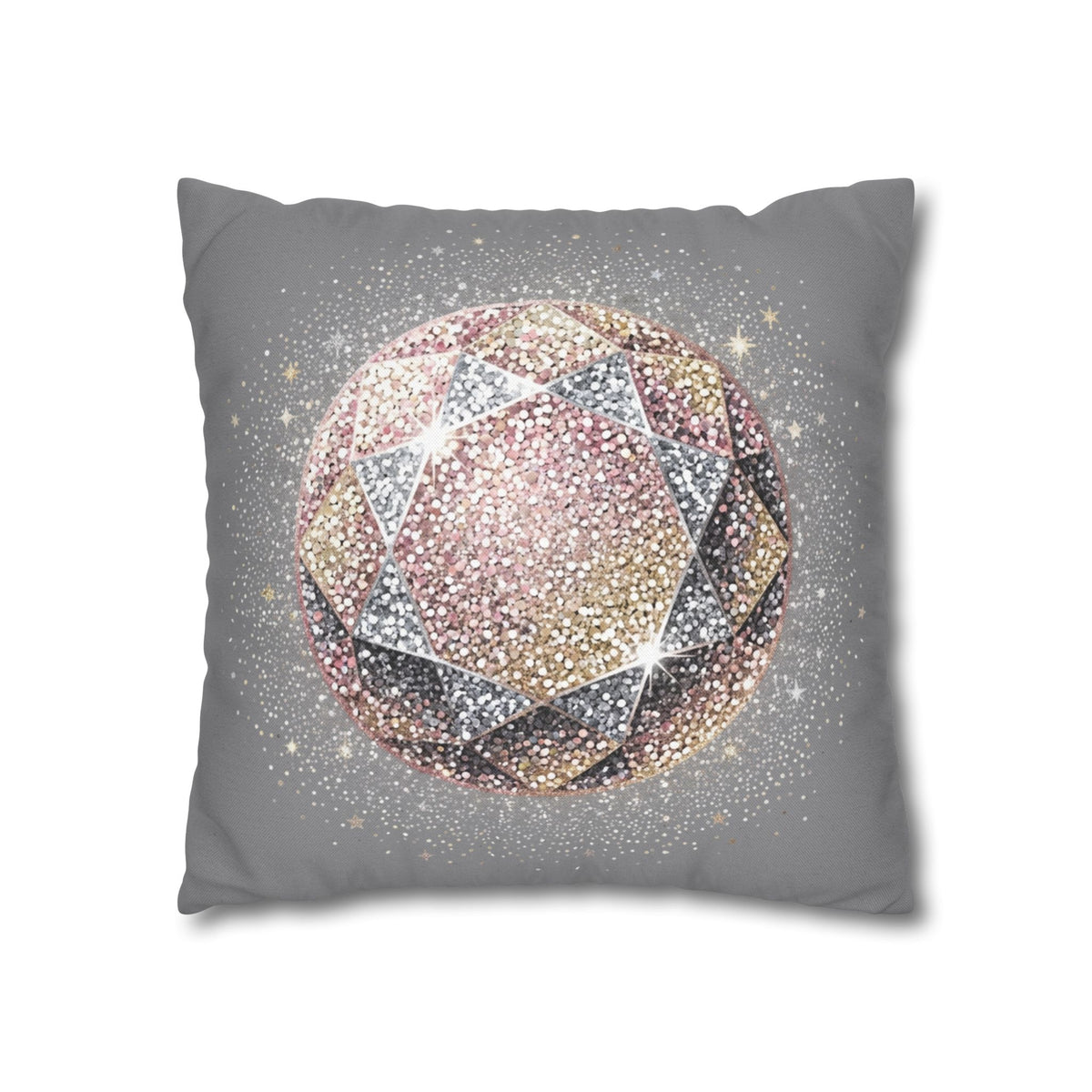 Glittery Grey Spun Polyester Square Pillowcase