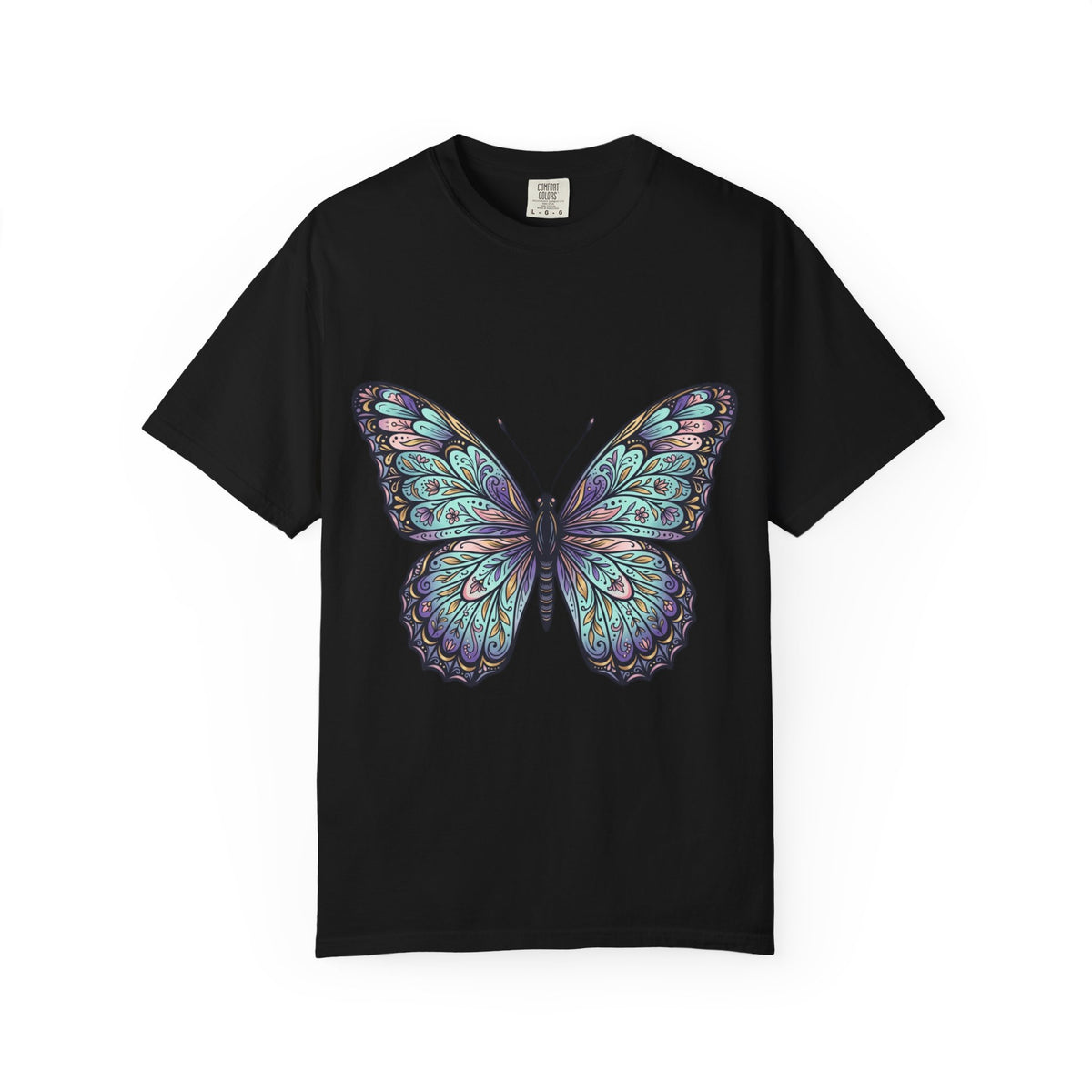 Butterfly Art T‑Shirt — Blue Purple Ornamental Butterfly Graphic Tee