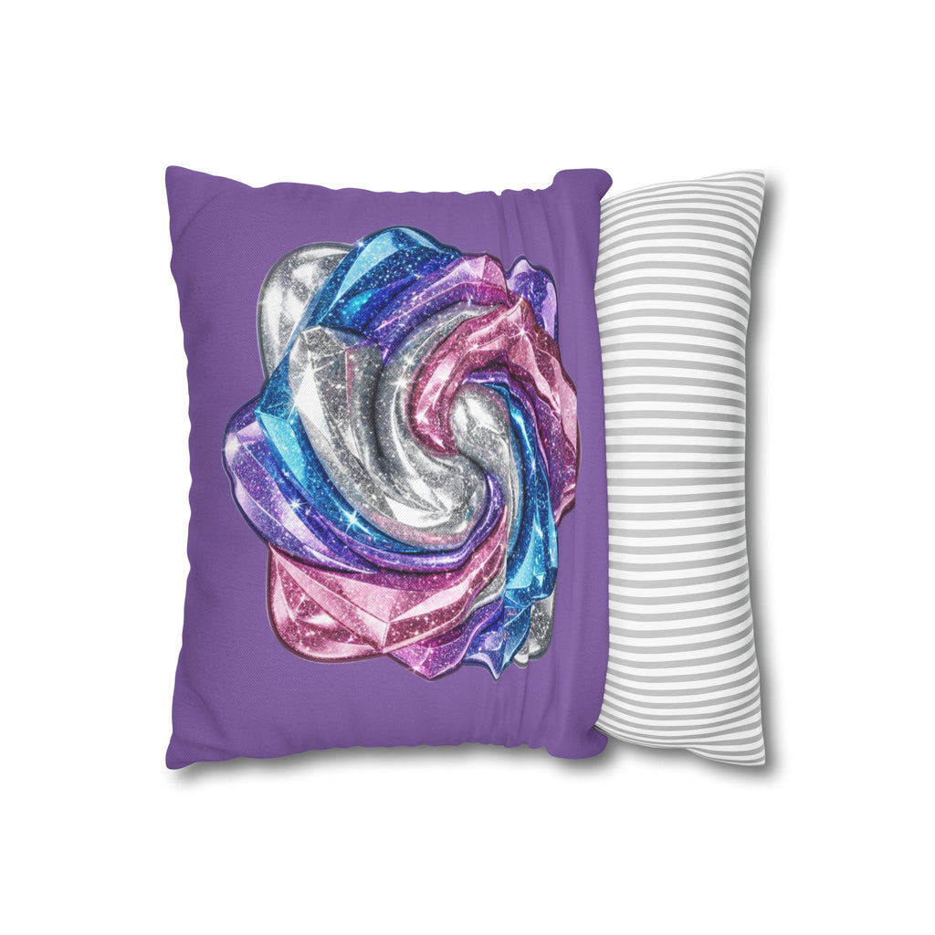 3D Glitter Design Light Purple Spun Polyester Square Pillowcase