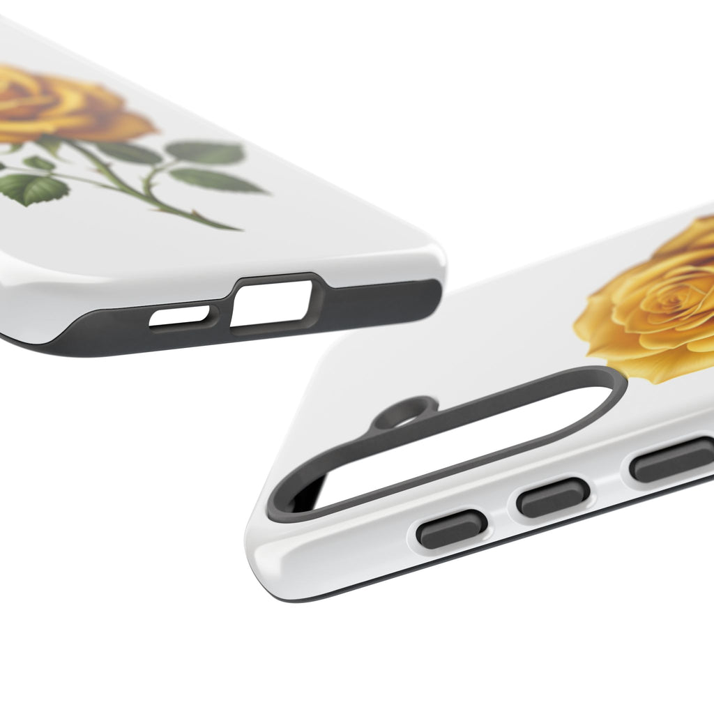 Yellow Rose Phone Case — Vintage Floral Tough Protective Cover