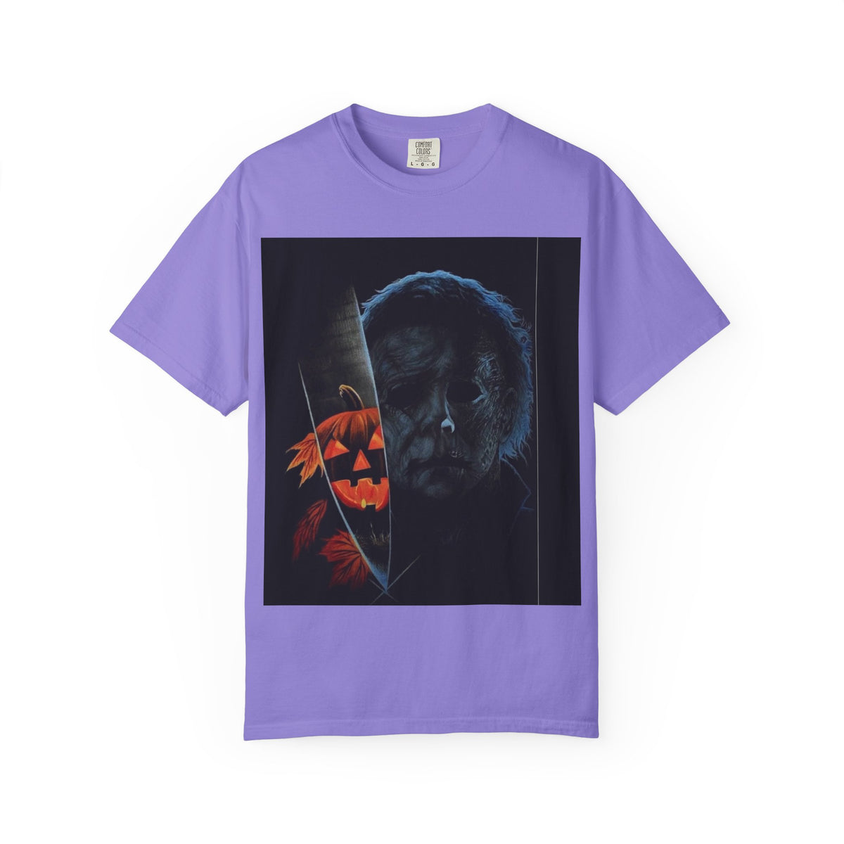 T-Shirt — Halloween Split-Face Pumpkin & Michael Myers Horror Graphic
