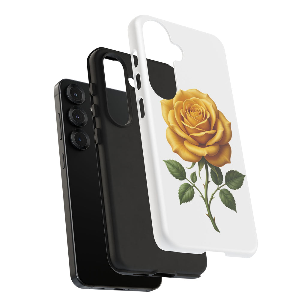 Yellow Rose Phone Case — Vintage Floral Tough Protective Cover