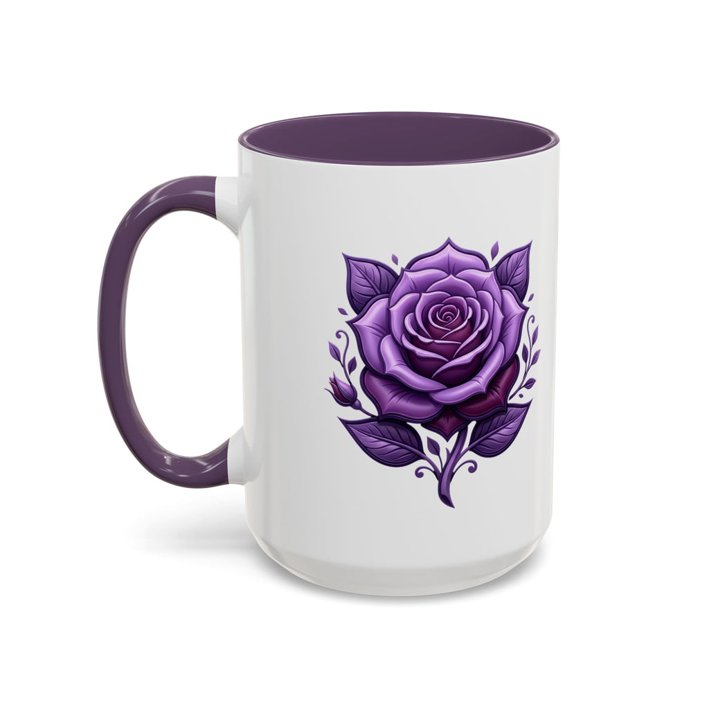 Purple Rose Accent Coffee Mug — Floral Gothic Tea Cup for Women & Gifts