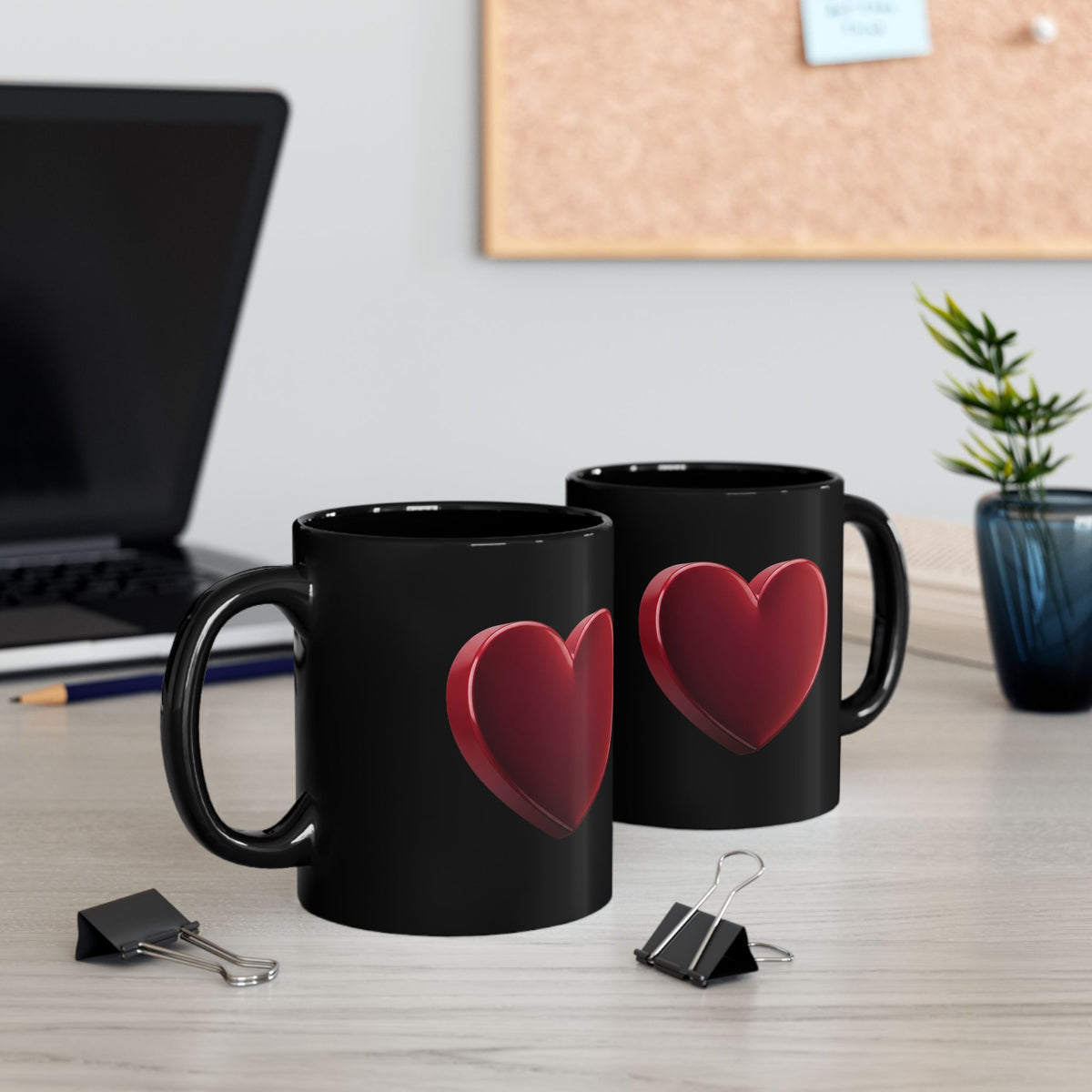 Red Heart Black Coffee Mug — Romantic Valentine’s Day Gift (11oz & 15oz)