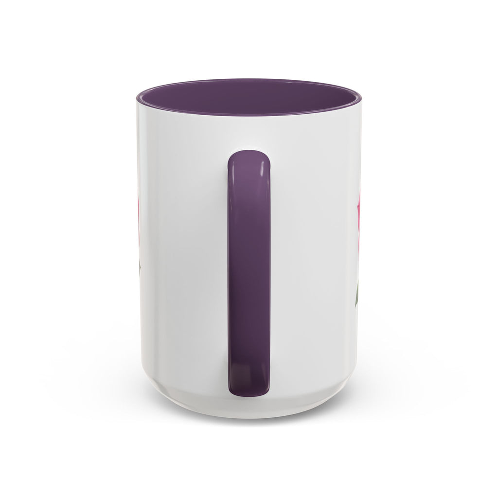 Pink Rose Accent Coffee Mug — Floral Tea & Coffee Cup (11/15 oz)