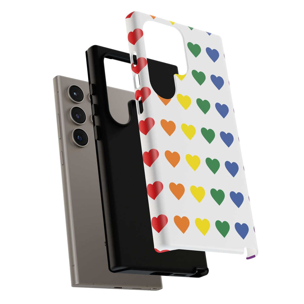 Rainbow Heart Tough Phone Case — Pride Pattern Protective Cover