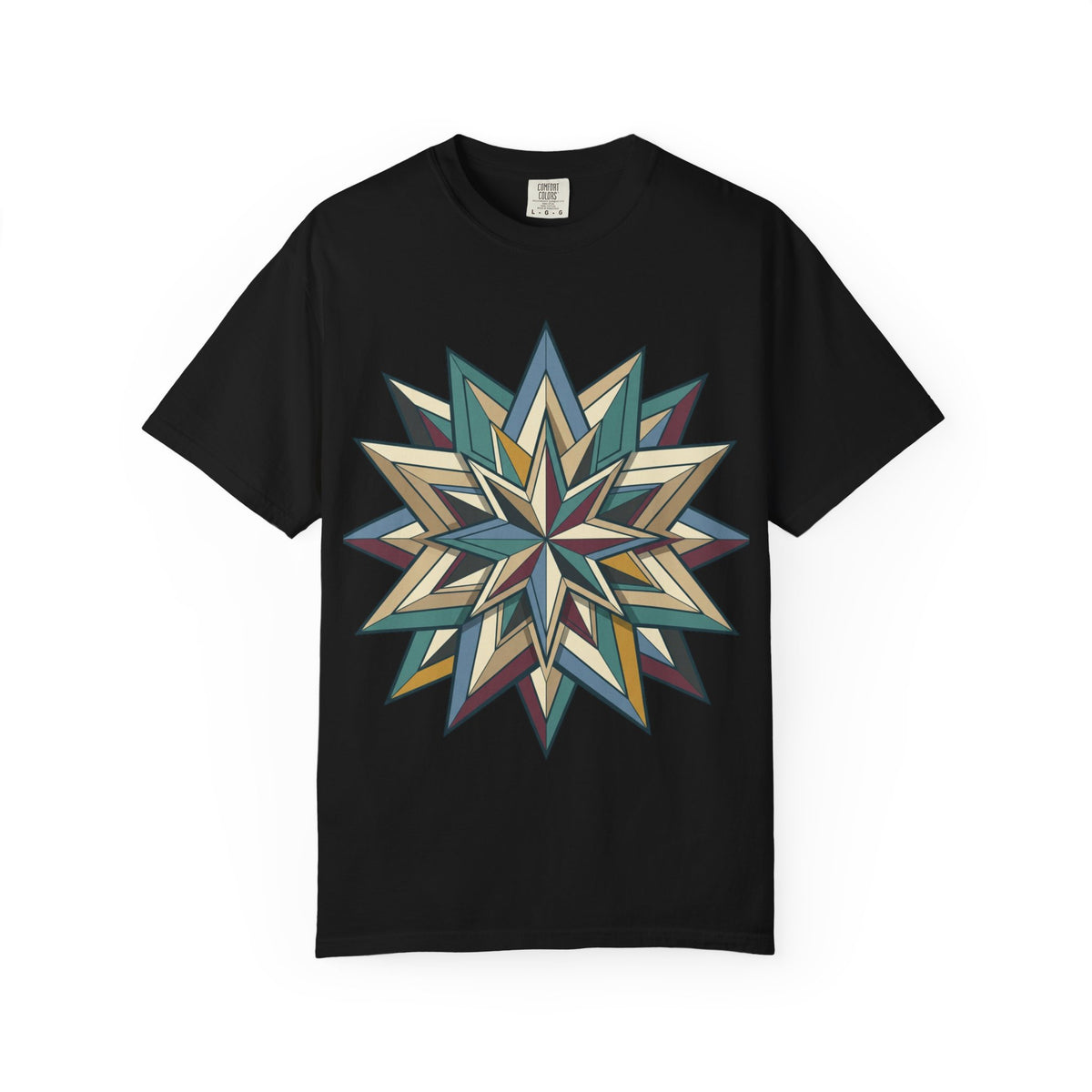 Geometric Starburst T-Shirt — Vintage Compass Rose Graphic Tee