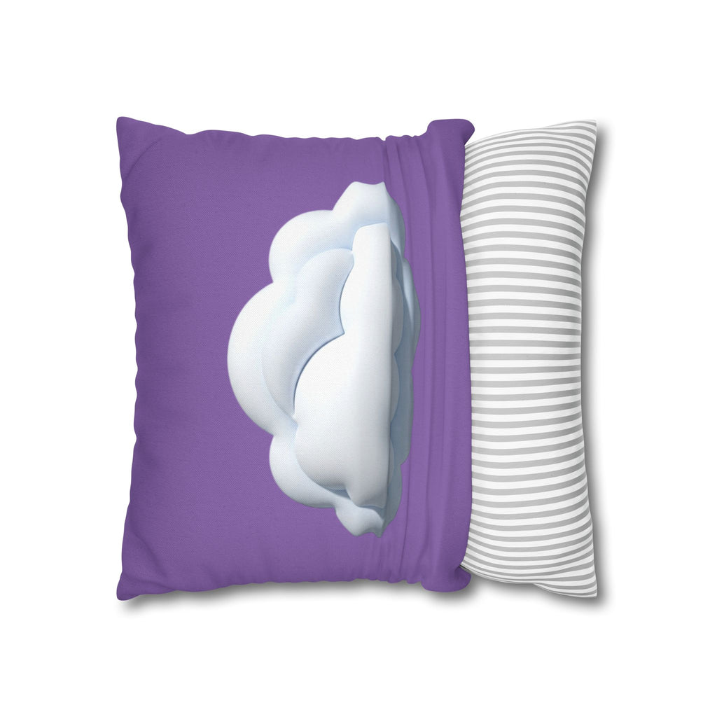 Cloud Graphic Pillowcase — Light Purple Decorative Square Throw Pillow