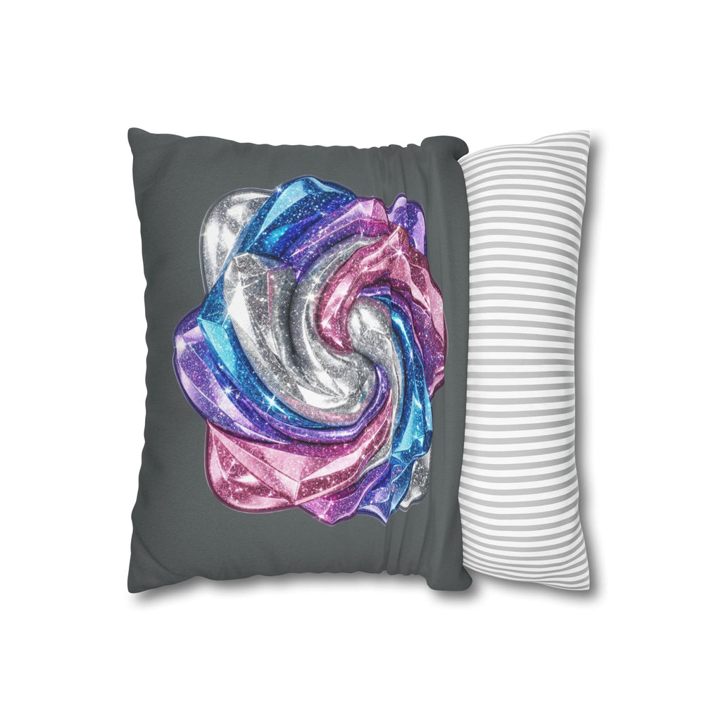 3D Glitter Design Dark Grey Spun Polyester Square Pillowcase