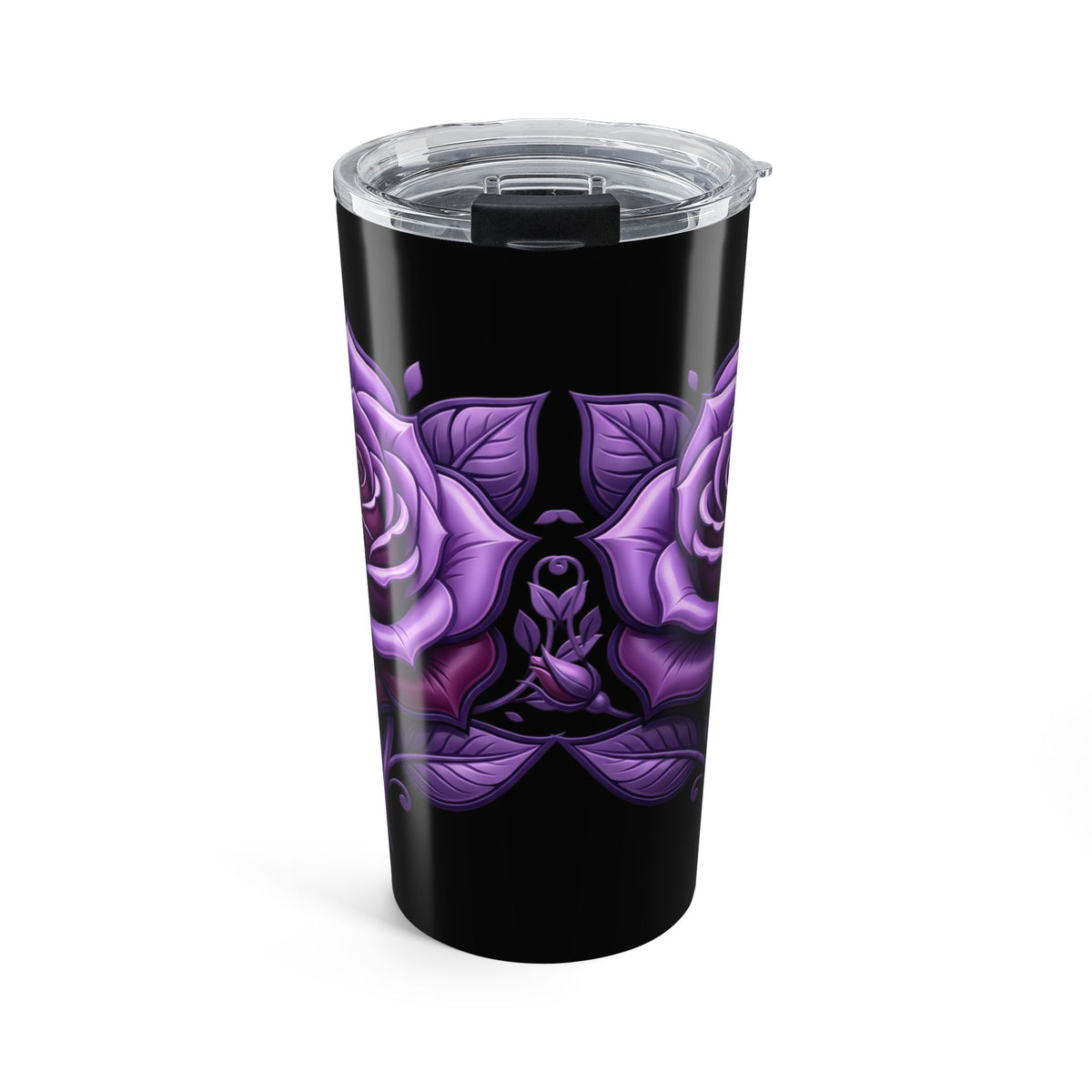 20oz Purple Rose Tumbler — Insulated Floral Travel Cup
