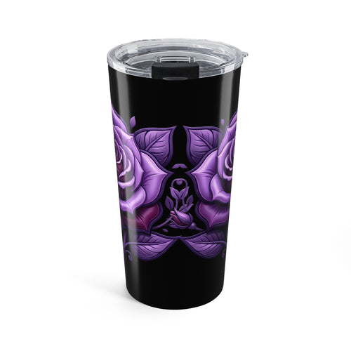 20oz Purple Rose Tumbler — Insulated Floral Travel Cup